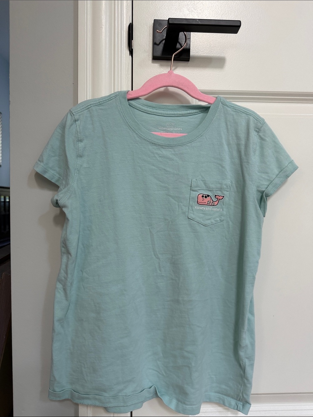 Vineyard Vines Mint Green Short Sleeve Tee with Whale Pocket Patch